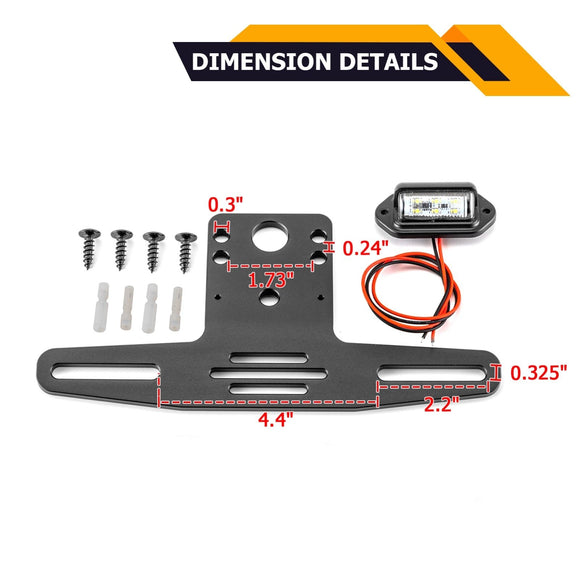Polaris RZR Ranger General Can Am Maverick x3 Kawasaki UTV Universal LED License Plate Frame - WeiSen - 80203008
