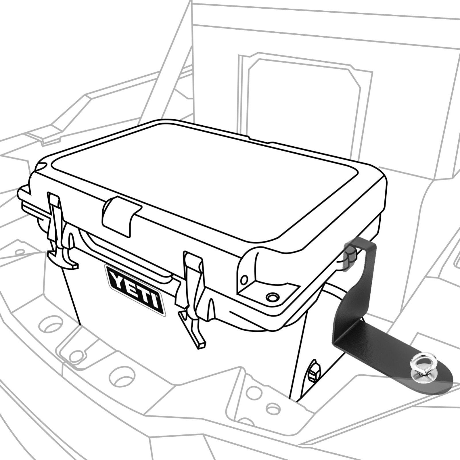 Polaris RZR w/ YETI 20 Box Cooler Hold Down Brackets +2x Tie Down Anchors - Weisen