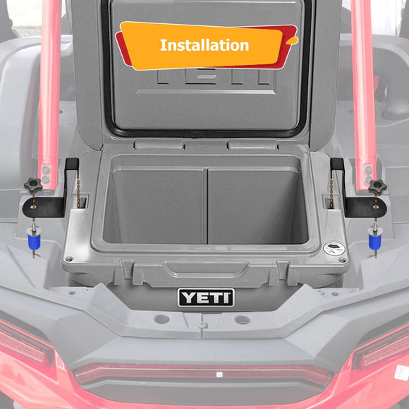 Polaris RZR w/ YETI 35 Cooler Box Steel Cooler Hold Down Brackets Mounts - WeiSen - 80108007