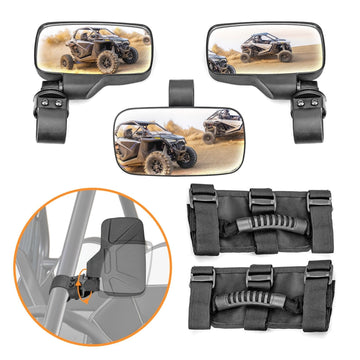 Polaris RZR XP 1000 900 570 800 Roll Bar Cage Rear View Mirrors w/ Grips - WeiSen - ZT035