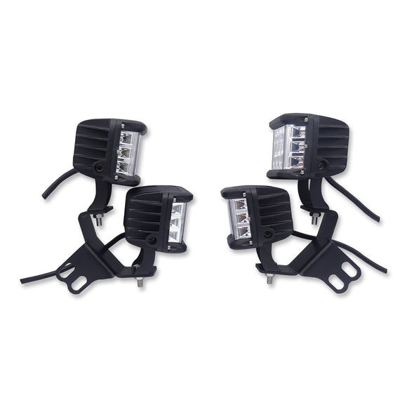 Polaris RZR XP 1000 900 800 A - Pillar 4Pcs 4" 60W LED Light Pods Bracket Wire Kit - WeiSen - ZT030+LED002*2+WI005 - A