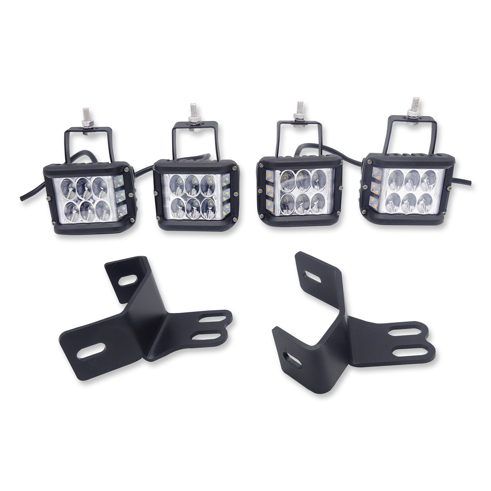 Polaris RZR XP 1000 900 800 A-Pillar 4Pcs 4" 60W LED Light Pods Bracket Wire Kit - Weisen