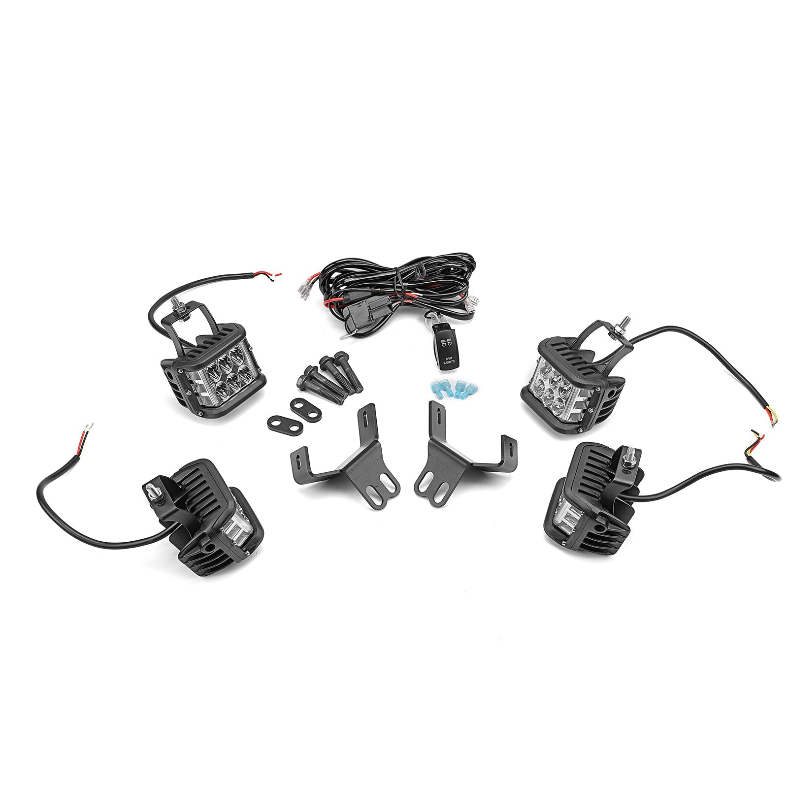 Polaris RZR XP 1000 900 800 A-Pillar 4Pcs 4" 60W LED Light Pods Bracket Wire Kit - Weisen