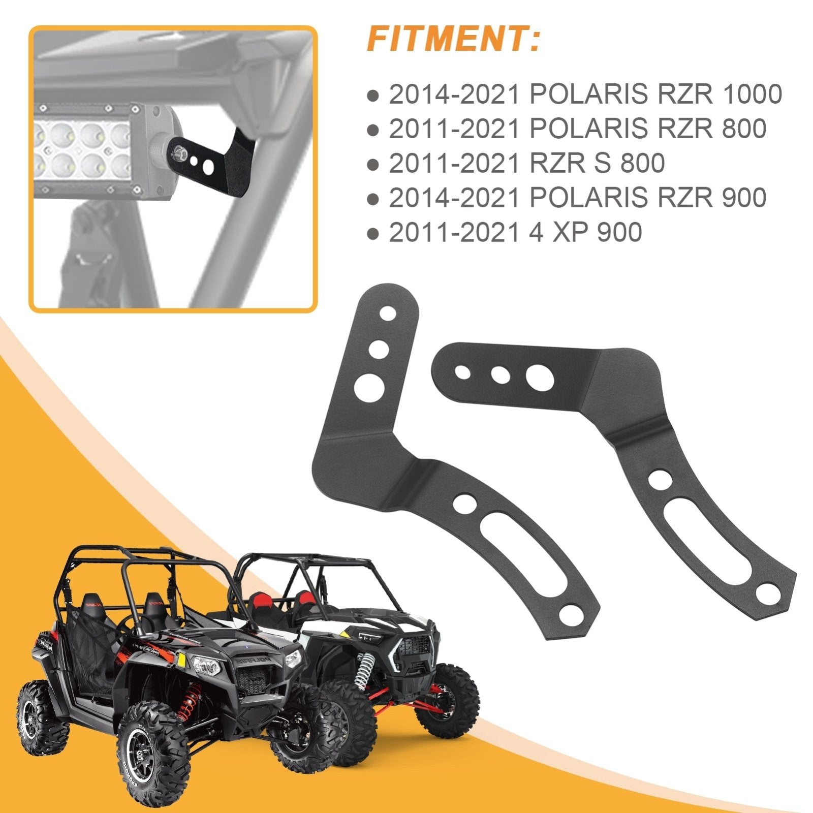 Polaris RZR XP 1000 900 Windshield Roof 30-32" LED Light Bar Bracket Mount - Weisen