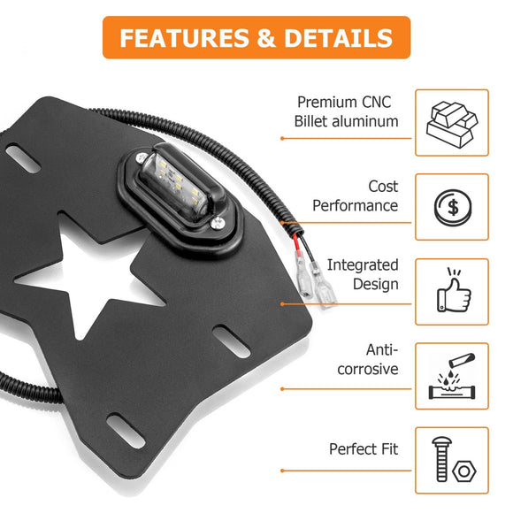 Polaris RZR XP 1000 Can Am Maverick X3 UTV Universal LED License Plate Frame - WeiSen - 80203006
