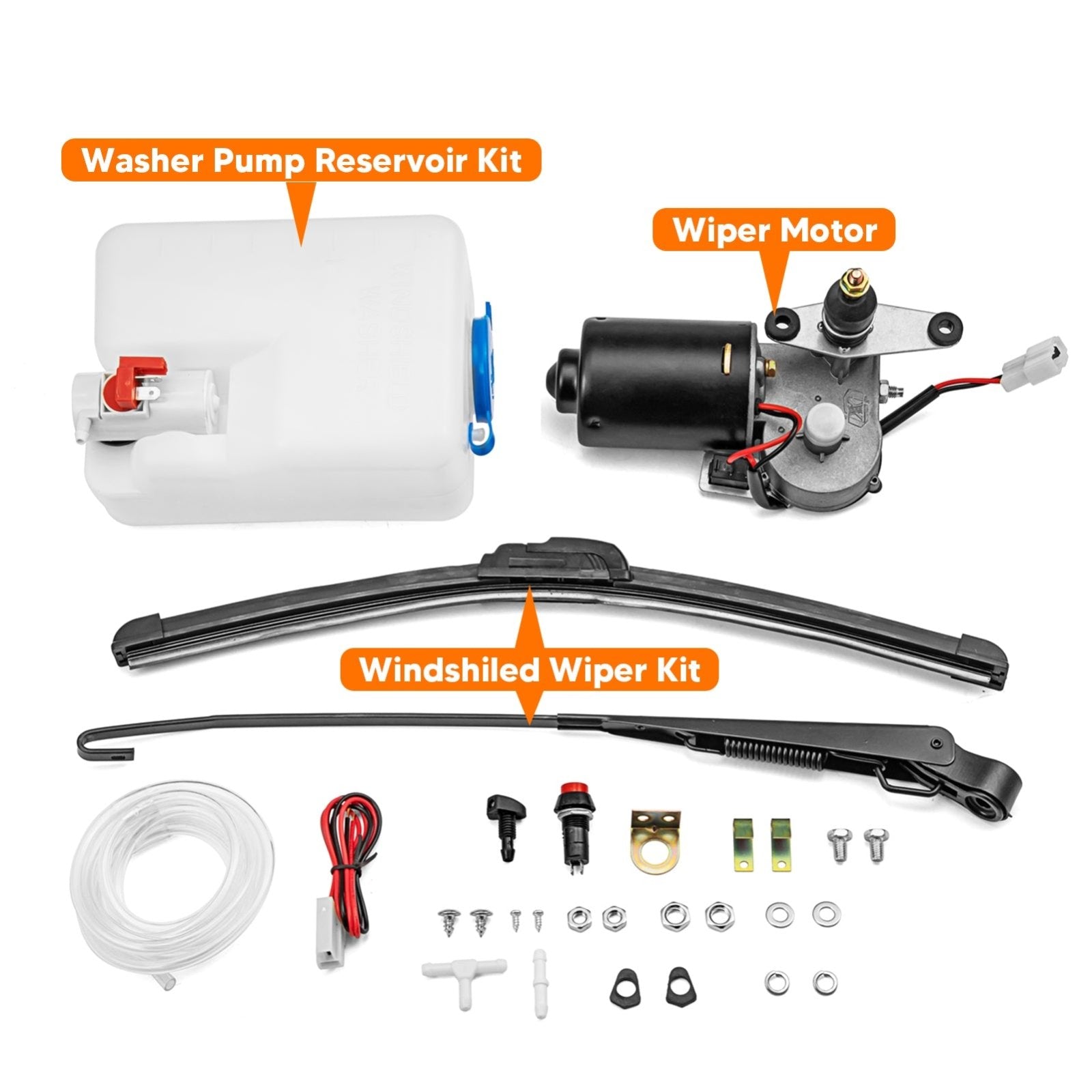 Polaris RZR/Ranger Can-Am Defender/Marverick 12V Electric Windshield Wiper Washer Pump Kit - Weisen