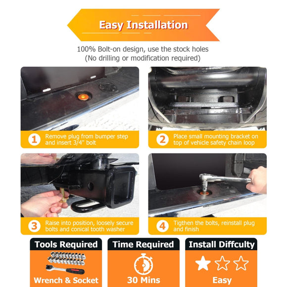 Rear Class 3 Trailer Hitch 2" Receiver for 2019 - 2025 Dodge Ram 1500 With Factory Bumper Hitch - WeiSen - 70108009