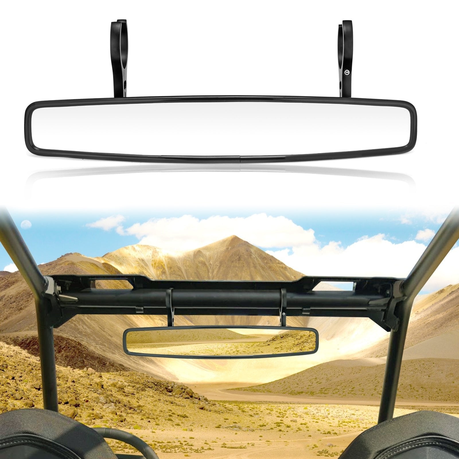 Round Bar 1.75" 2" UTV Center Rear View Mirrors for Polaris | Honda | Arctic Cat | Can-Am | Yamaha - Weisen