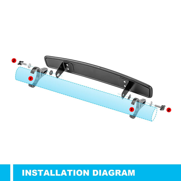 Round Bar 1.75" 2" UTV Center Rear View Mirrors for Polaris | Honda | Arctic Cat | Can - Am | Yamaha - WeiSen - 80301020