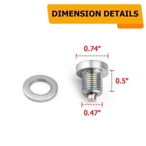 Solid Steel M12 x 1.25 Magnetic Engine Oil Drain Plug for Most Toyota Lexus Chevrolet Nissan - WeiSen - 70311004