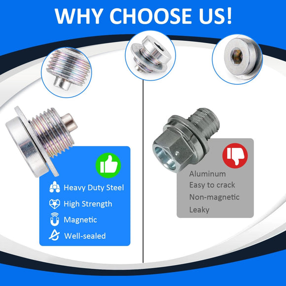 Solid Steel M16 X 1.5mm Transmission Drain Plug w/ Neodymium Magnet - WeiSen - 70311008