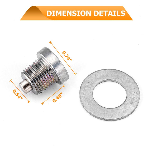 Solid Steel Magnetic Engine Oil Drain Plug M14 X 1.25mm for Arctic Cat 400 550 650 700 - WeiSen - 70311007