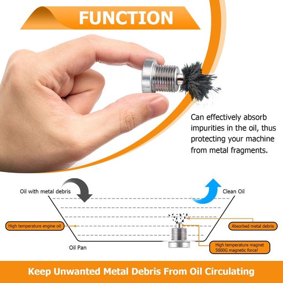 Solid Steel Magnetic Engine Oil Drain Plug M14 X 1.25mm for Arctic Cat 400 550 650 700 - WeiSen - 70311007