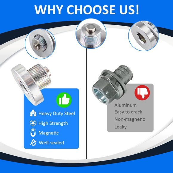 Solid Steel Magnetic M18 X 1.5mm Transmission Drain Plug for Toyota Mazda Porsche Volvo - WeiSen - 70311009