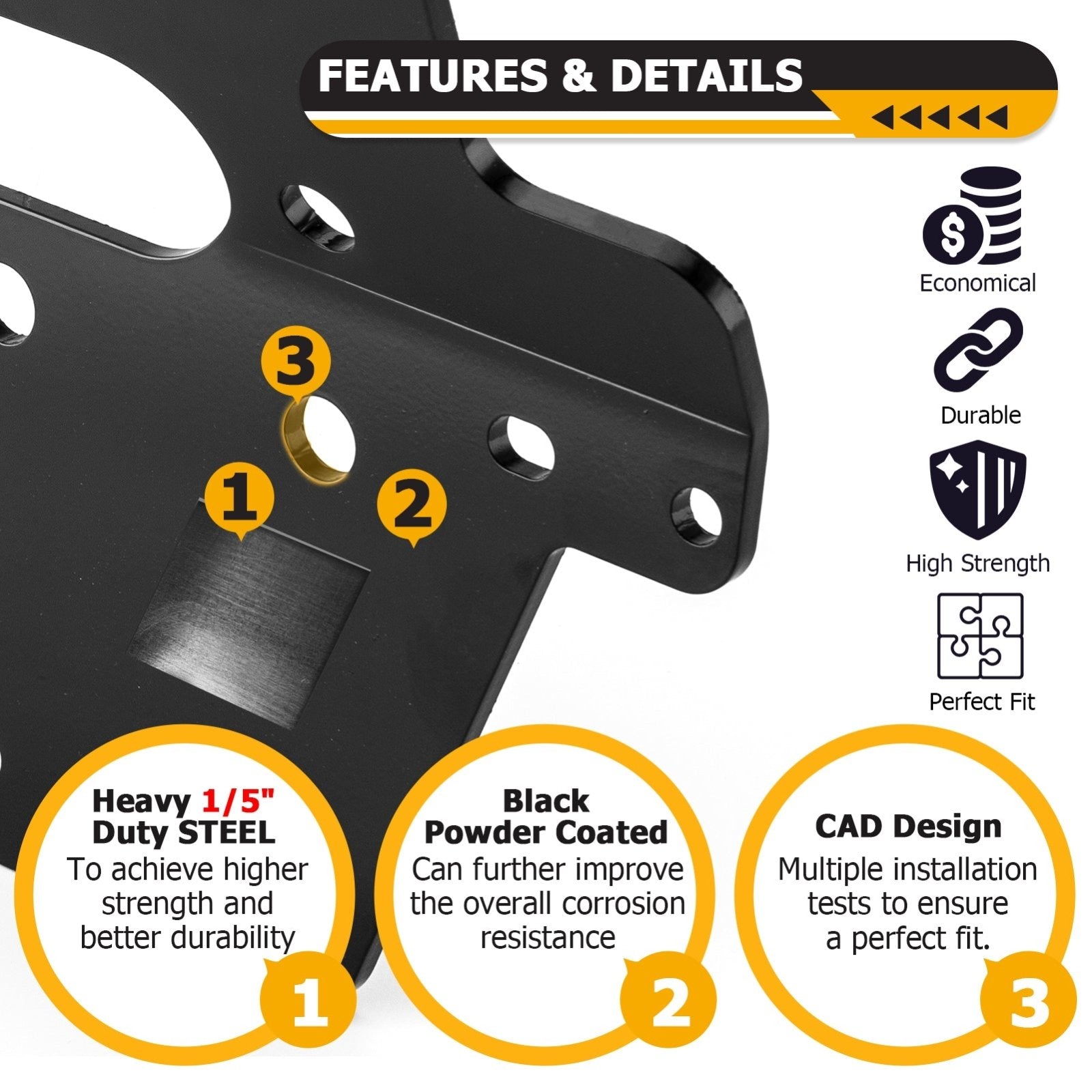 Steel Winch Mounting Bracket for 2007-2013 Honda TRX420 Rancher 2x4 4x4 FA/FE/FPA/FPE/FPM/FM/PG/TE/TM - Weisen