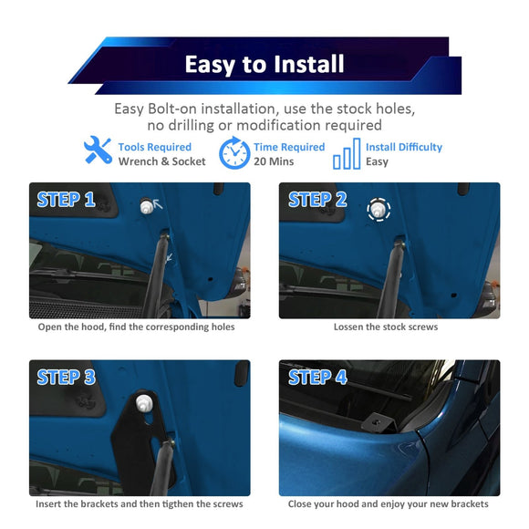 Subaru XV CROSSTREK IMPREZA WRX STI Hood Hinge LED Work Light Mount Bracket - WeiSen - 70104046