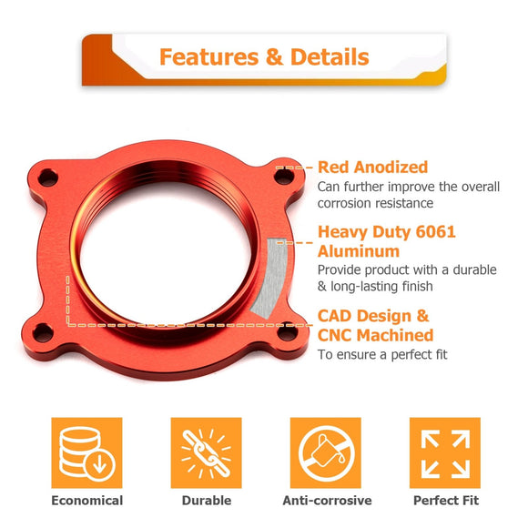 Throttle Body Spacer Kit for 2014 - 2025 Chevrolet Silverado 1500/Tahoe/Suburban & GMC Sierra 1500/Yukon/Yukon XL 5.3L V8 Gas Engines - WeiSen - 70508006