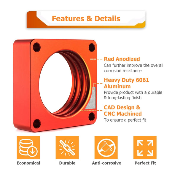 Throttle Body Spacer Kit for Jeep Cherokee XJ / Comanche MJ / Wrangler TJ YJ 4.0L 2.5L Engines - WeiSen - 70508005