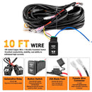 Toyota 3 - Lead 10ft Wiring Harness Kit with Dual LED Light Bar Spot Light Switch Small Style 1.52″x 0.82″(33mm x 22mm) - WeiSen - 70203018