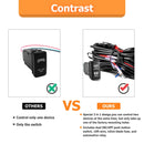 Toyota 3 - Lead 10ft Wiring Harness Kit with Dual LED Light Bar Spot Light Switch Tall Style 1.28″x 0.87″(38mm x 22mm) - WeiSen - 70203019