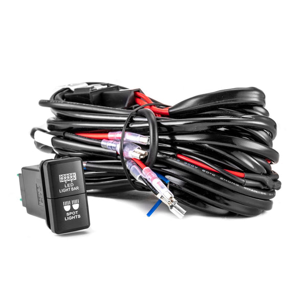 Toyota 3 - Lead 10ft Wiring Harness Kit with Dual LED Light Bar Spot Light Switch Tall Style 1.28″x 0.87″(38mm x 22mm) - WeiSen - 70203019