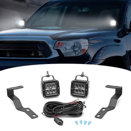 Toyota Tacoma 2005 - 2015 Upper Hood Ditch Cube 2x 24W Side View LED Lights Pod Bracket Mount Wire Kit - WeiSen - ZT089-A+LED001+WI001
