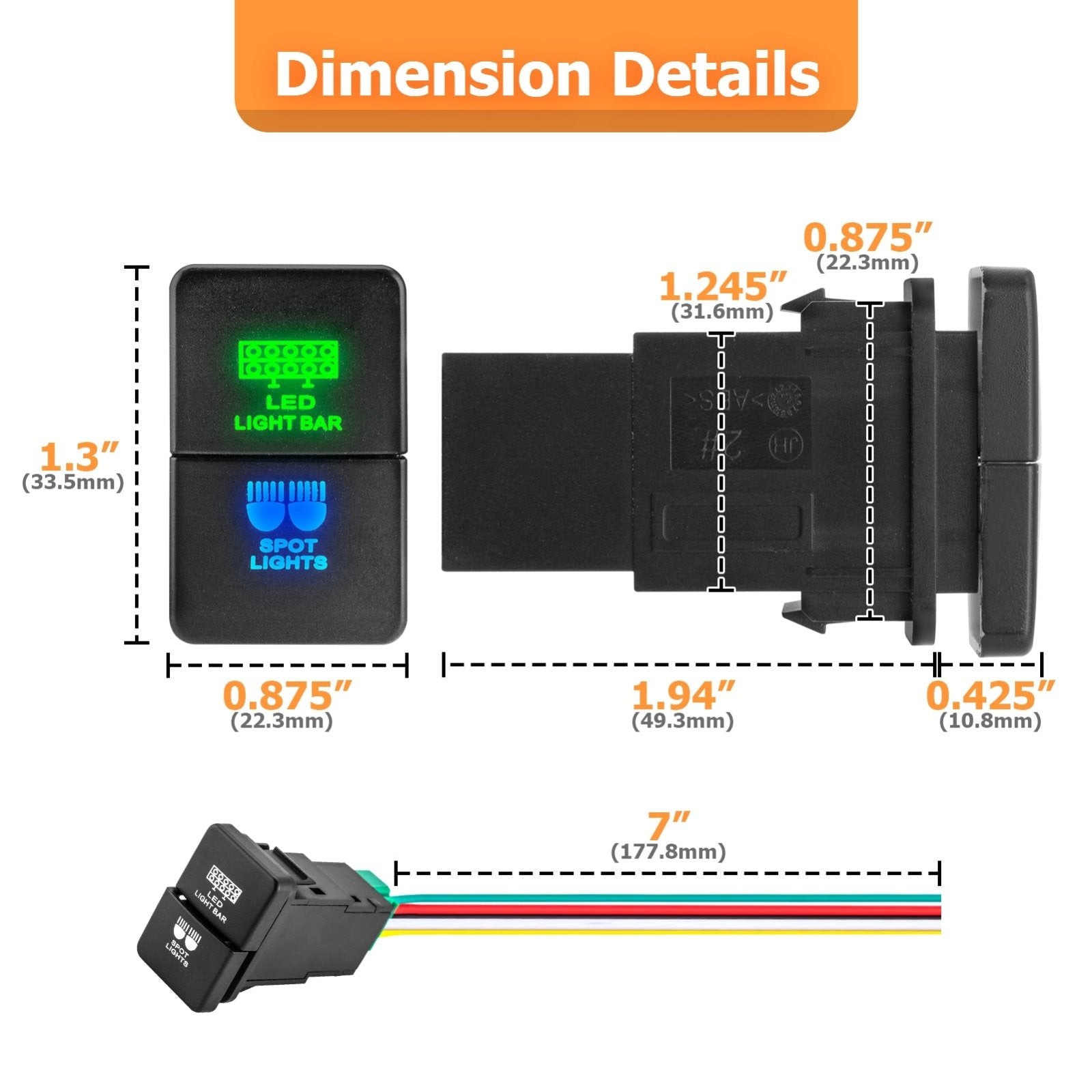 Toyota Tacoma 4Runner Tundra LED Backlight Dual Push Button Switch - Weisen