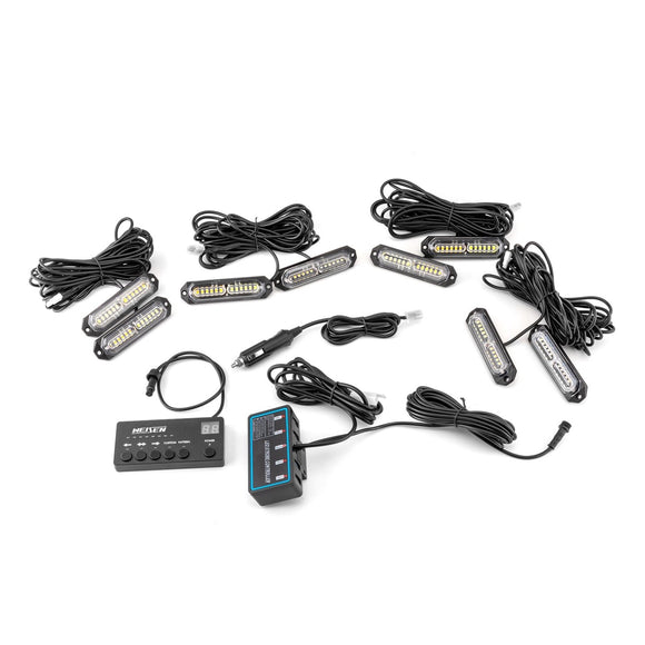 8PCS Universal 12LEDs Emergency Warning Hazard Flash Strobe Light Kit - WeiSen - 70207001