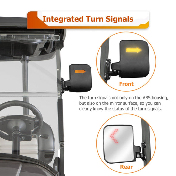 Universal 2 - Magnetic No Drill Side Mirrors w/ Turn Signal Fits Mowers/ Golf Carts/ Bobcat - WeiSen - 60201003