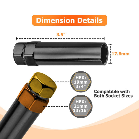 Universal 6 Point Spline Drive Tuner Socket Key Tool for 19mm (3/4) 21mm (13/16) Replacement Hex Socket - WeiSen - 80420003