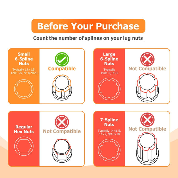 Universal 6 Point Spline Drive Tuner Socket Key Tool for 19mm (3/4) 21mm (13/16) Replacement Hex Socket - WeiSen - 80420003