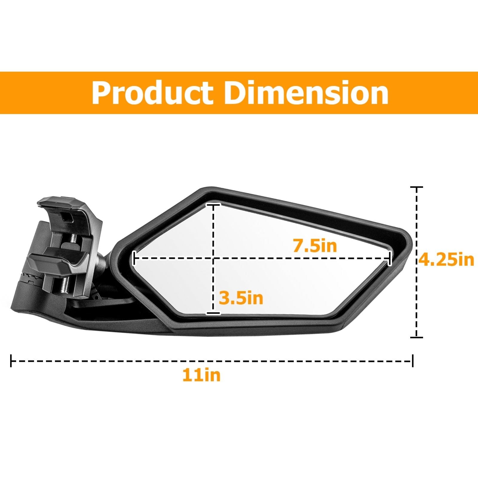 Universal All 1.5"-2" Round Roll Cage UTV Rear Side Racing Mirrors - Weisen