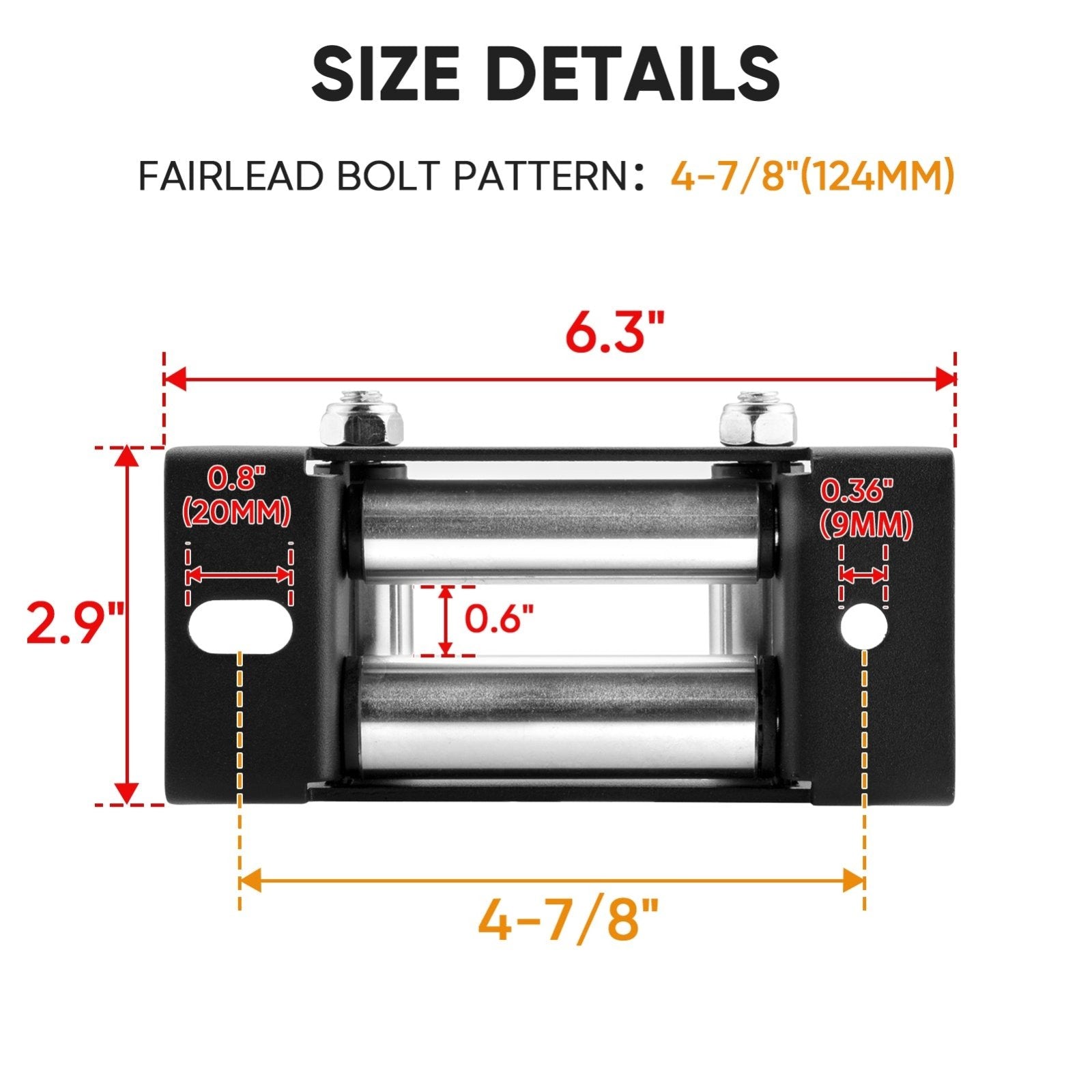 Universal ATV UTV 4-7/8" 4-Way Winch Roller Fairlead Cable Guide for 2000-3500 LBS - Weisen