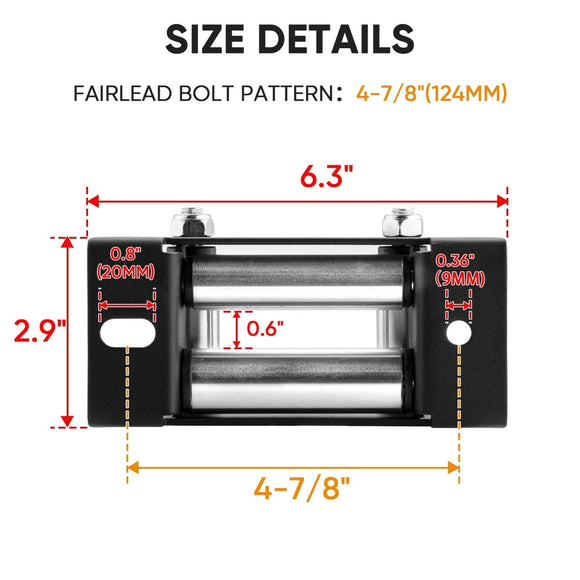 Universal ATV UTV 4 - 7/8" 4 - Way Winch Roller Fairlead Cable Guide for 2000 - 3500 LBS - WeiSen - 80310022