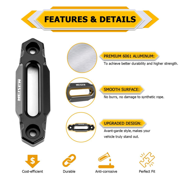 Universal Fury Series UTV ATV 4 7/8" 6061 Aluminum Hawse Fairlead - WeiSen - 80310019