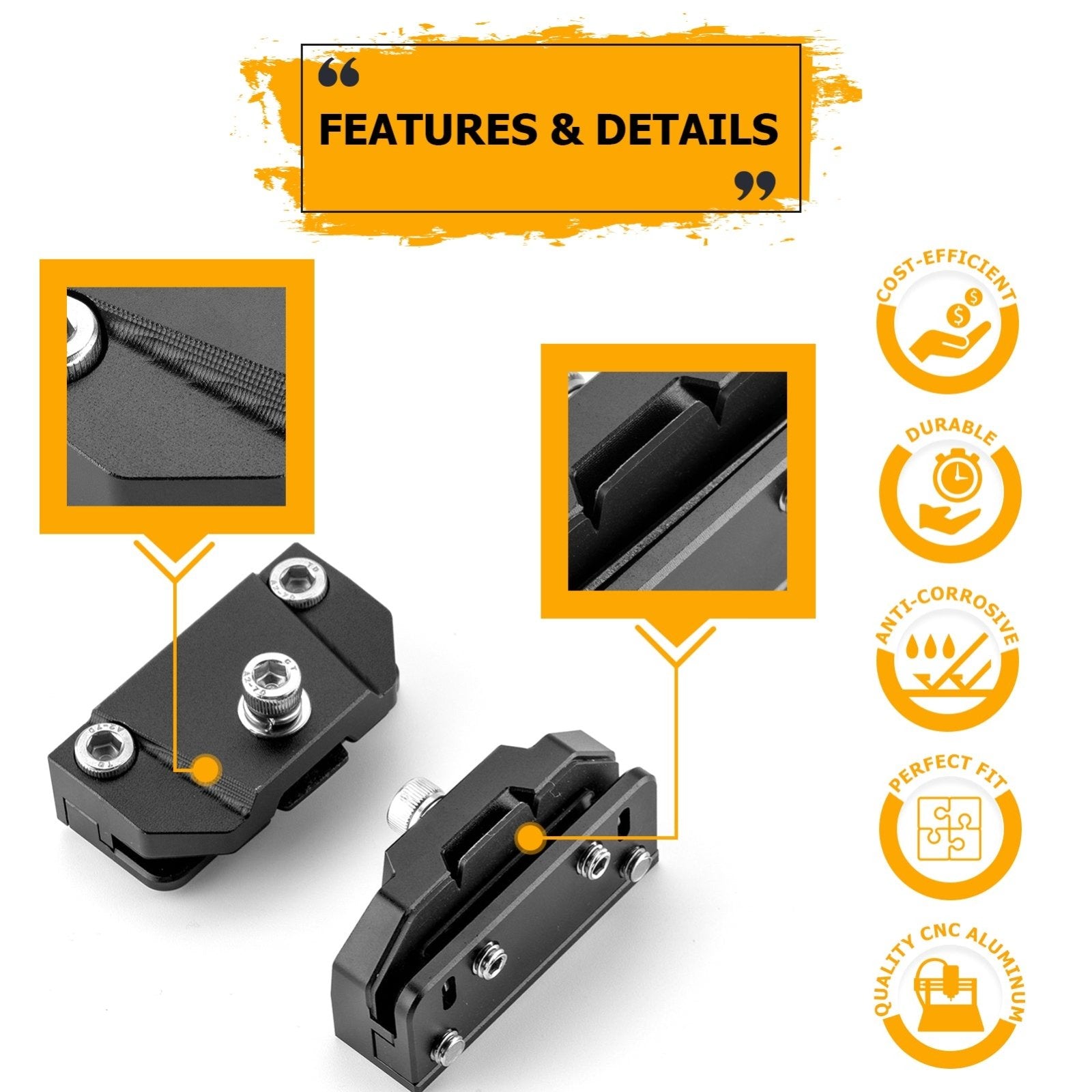 Universal Hood LED Work Light Pods Mount Brackets Clamp | CNC Aluminum No Drilling - Weisen