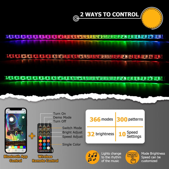 Universal Off Road 50inch RGBW LED Light Bar for UTV Polaris RZR Maverick X3 Talon KRX YXZ - WeiSen - 70202016