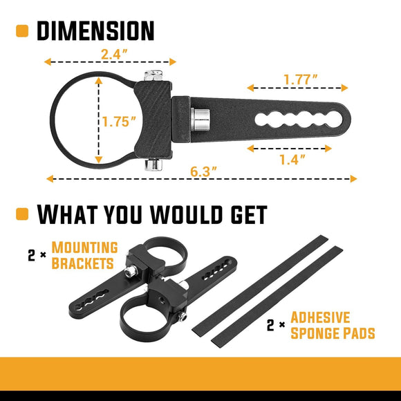 Universal Offroad Truck UTV ATV 1.75" Roll Bar Tube Clamp Light Bar LED Pods Mount Brackets - WeiSen - ZT020 - A