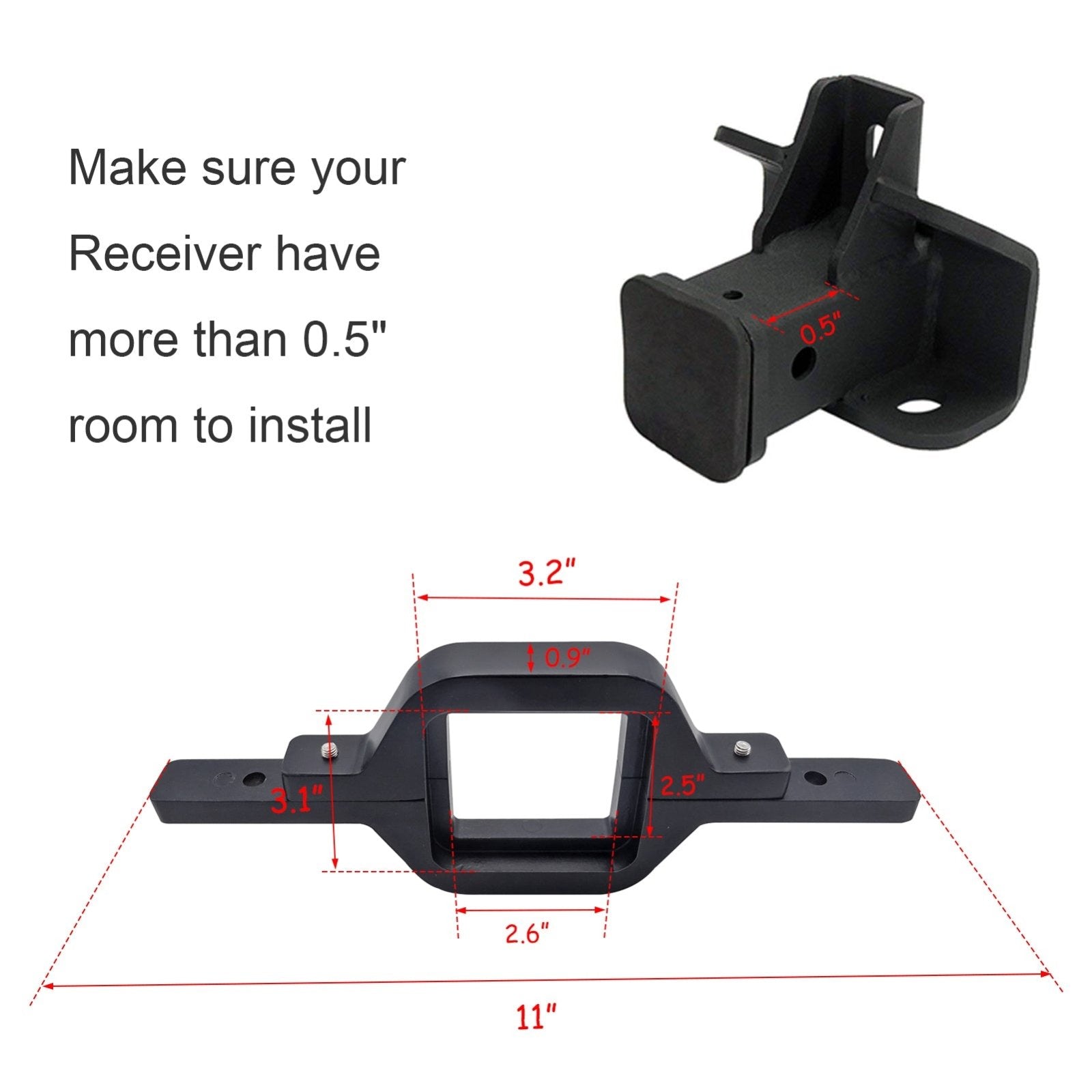 Universal Pickup Truck Offroad Rear Backup Reverse Tow Hitch LED Light Bar Mount Bracket - Weisen