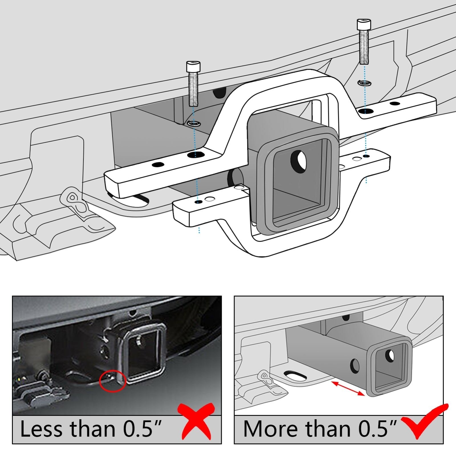 Universal Pickup Truck Offroad Rear Backup Reverse Tow Hitch LED Light Bar Mount Bracket - Weisen