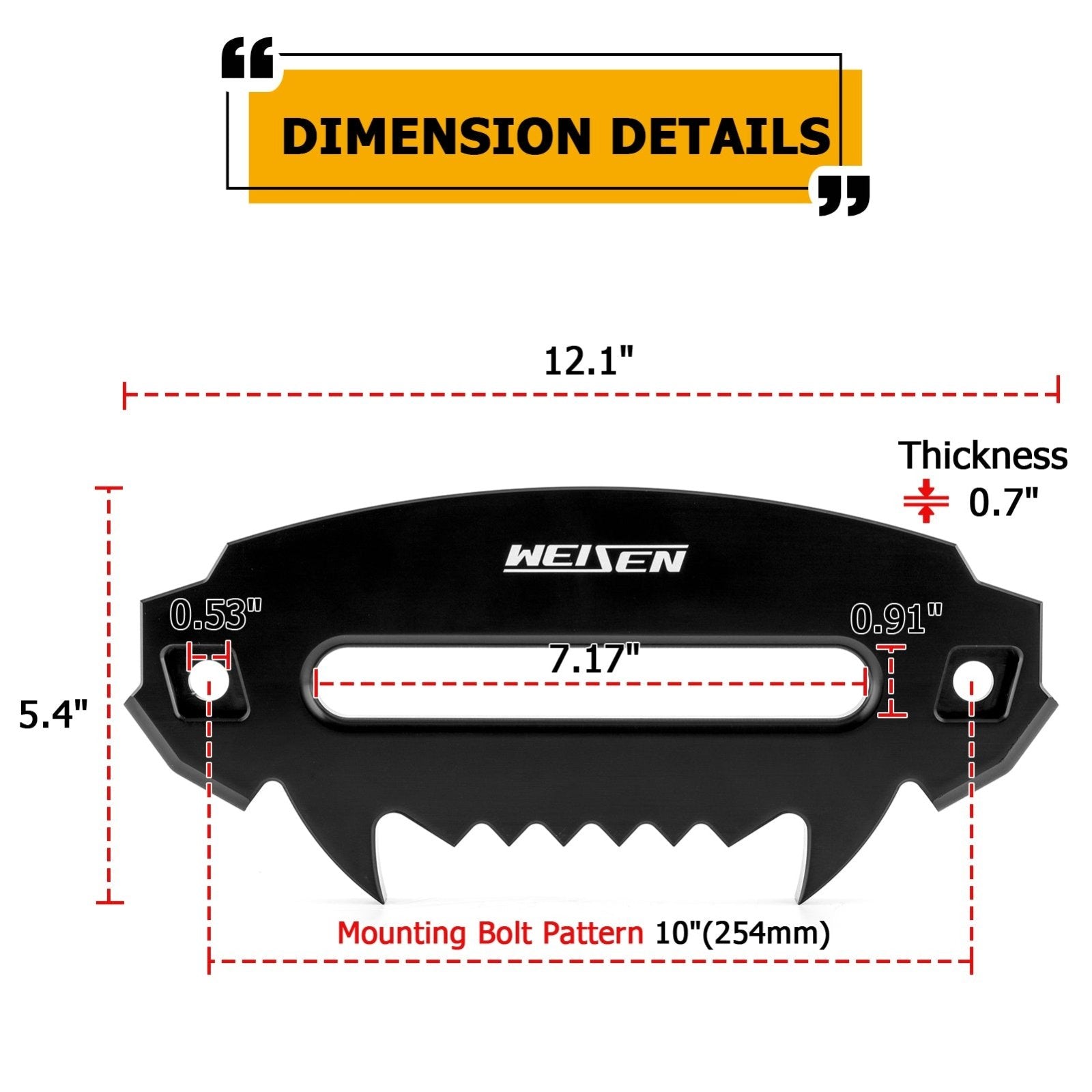 Universal Truck Pickup SUV 10" Aluminum Hawse Fairlead for 8000-17500 LBS - Weisen