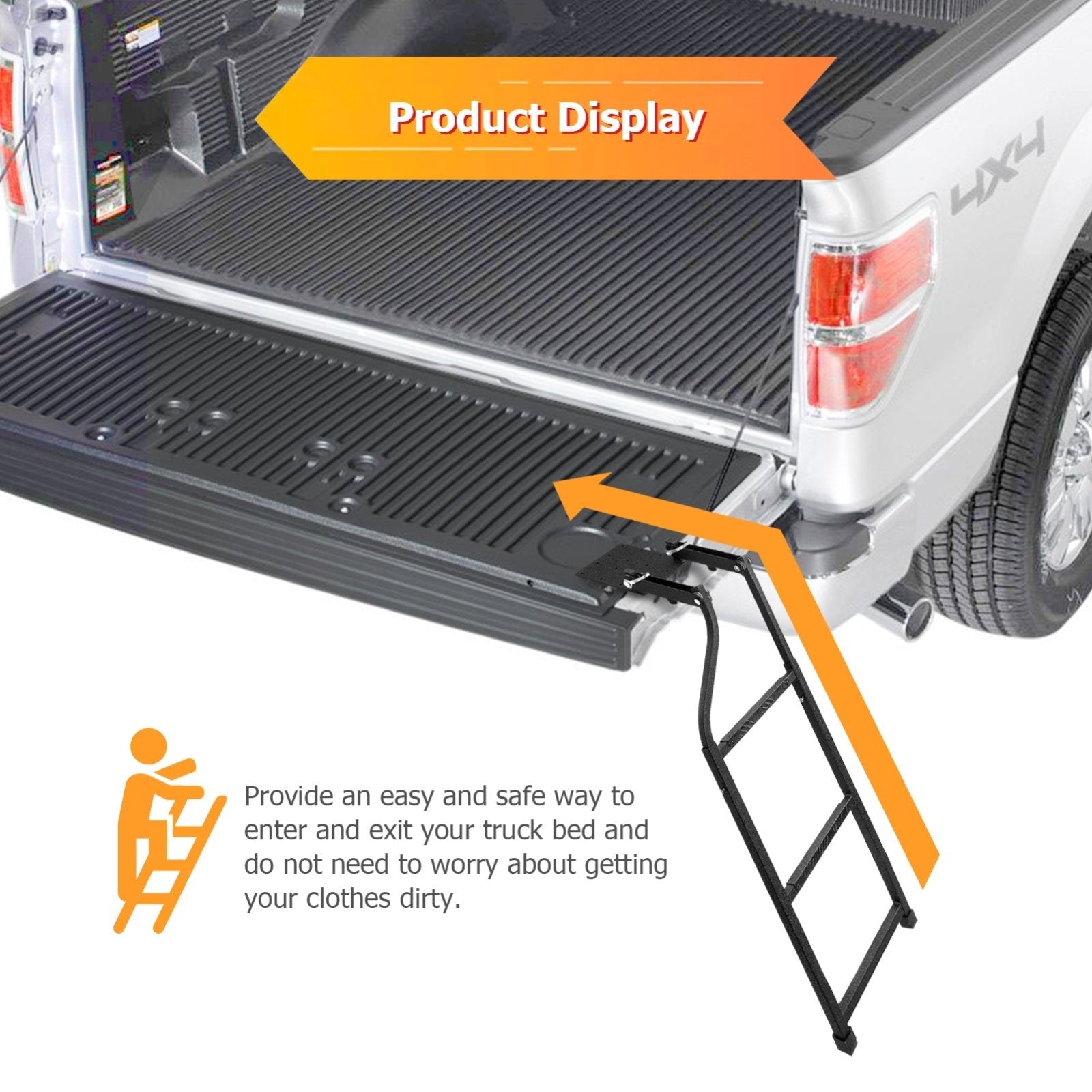 Universal Trucks Tailgate Ladder Heavy Duty Steel Foldable Height Adjustable - Weisen