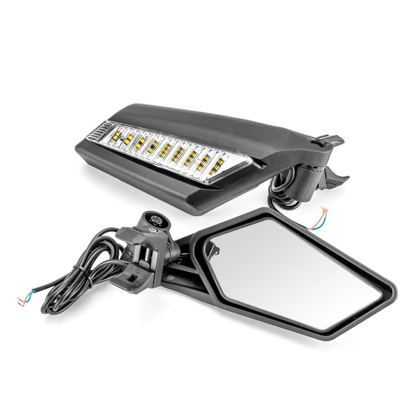 Universal UTV 1.5" - 2" Round Roll Cage Rear Side Racing Mirrors w/ Turn Signal - WeiSen - 80301034