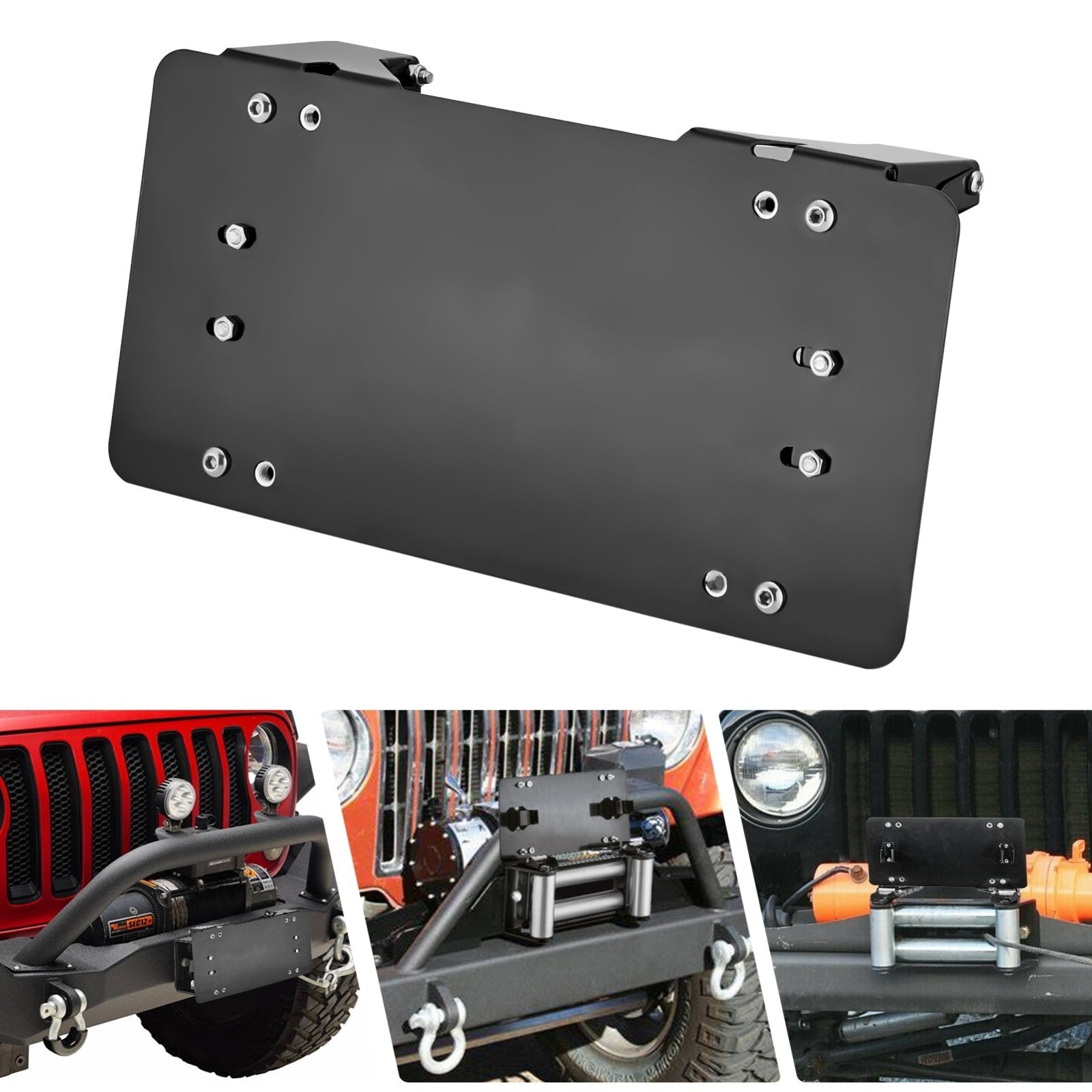 Universal UTV ATV 10" Flip-Up Winch Roller Fairlead License Plate Bracket - Weisen