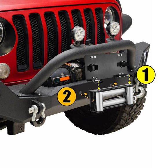 Universal UTV ATV 10" Flip - Up Winch Roller Fairlead License Plate Bracket - WeiSen - 80310001