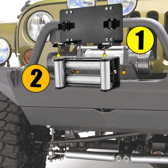 Universal UTV ATV 10" Flip - Up Winch Roller Fairlead License Plate Bracket - WeiSen - 80310001