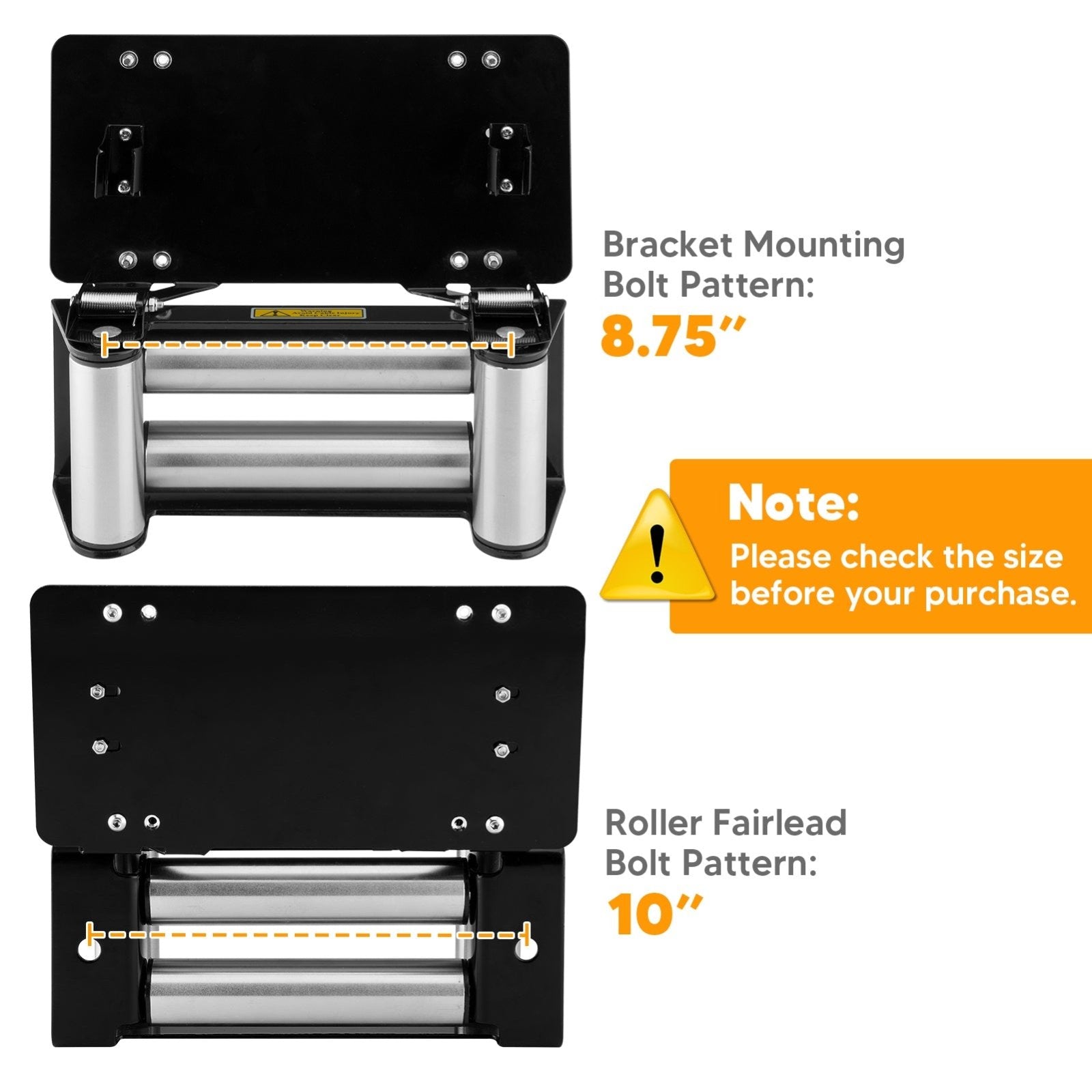 Universal UTV ATV 10" Flip-Up Winch Roller Fairlead License Plate Bracket - Weisen