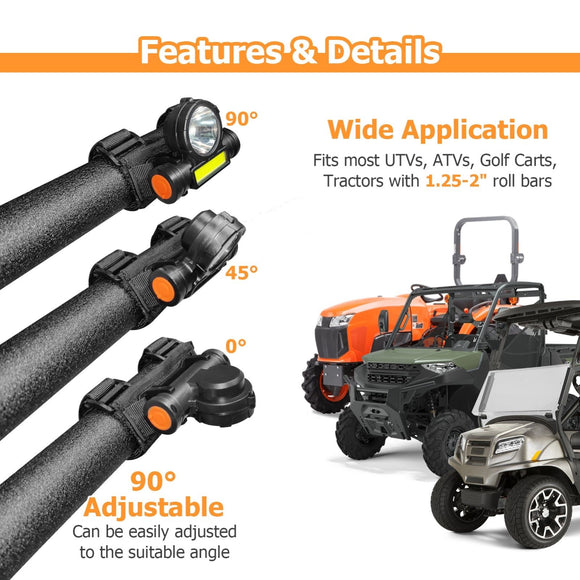 Universal UTV ATV Golf Cart 1.25" - 2" Roll Bar LED Dome Interior Light - WeiSen - 80207002