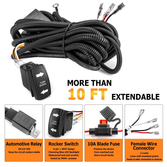 Universal UTV Turn Signal Wiring Harness for Polaris/Can am/Honda/Kawasaki/Yamaha/EZGO - WeiSen - 80206013