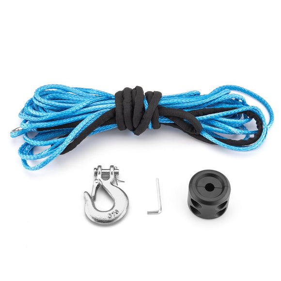 UTV ATV 3/16" x 50' Synthetic Winch Rope w/ Clevis Slip Hook Cable Stopper Kit for 7000LBs - WeiSen - 80310008+80310012+80310013